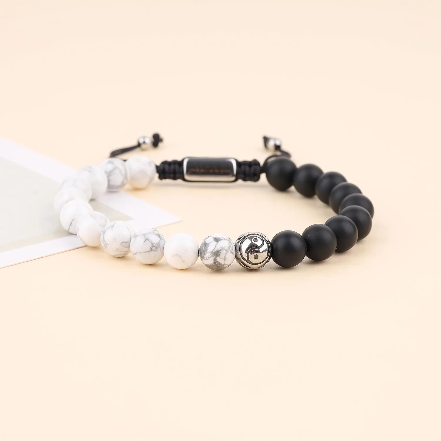 GAVU Yin Yang Bracelets, Onyx Beaded Bracelet for Men, Crystal Beaded Bracelet for Men