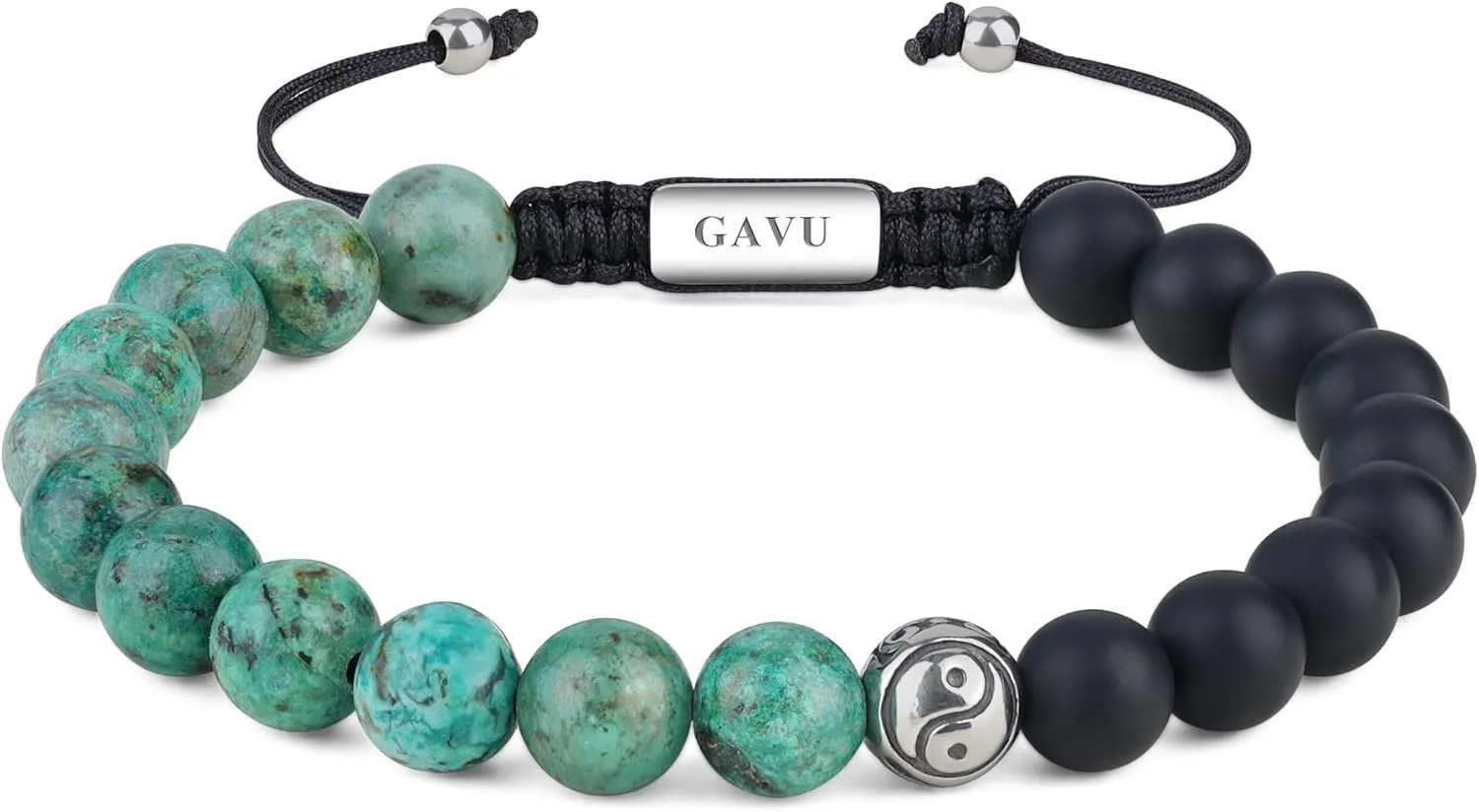 GAVU Yin Yang Bracelets, Onyx Beaded Bracelet for Men, Crystal Beaded Bracelet for Men