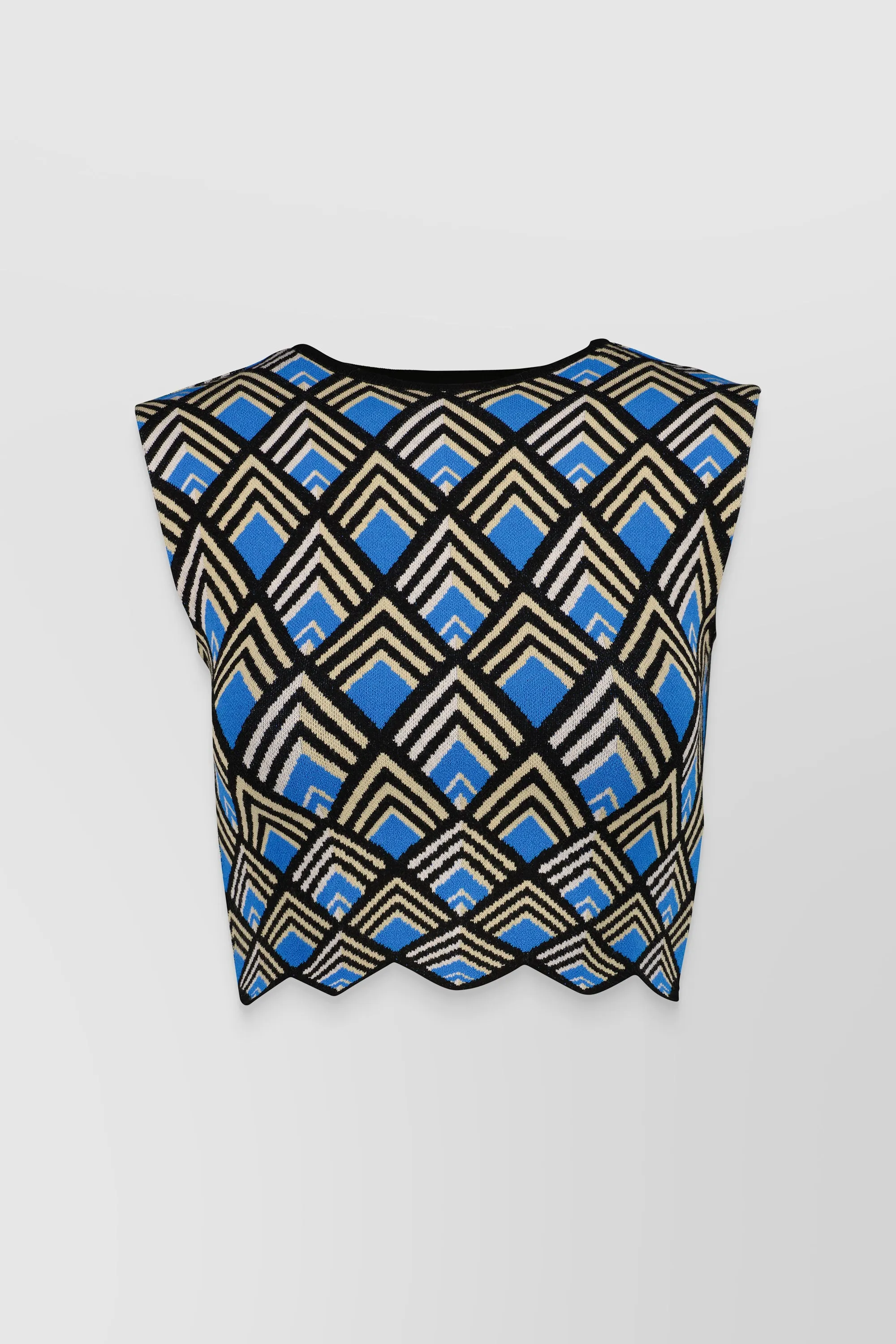 Geometric jacquard cropped top