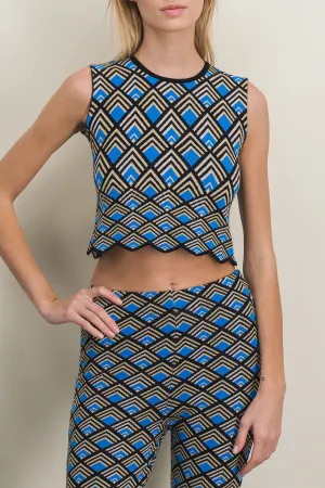 Geometric jacquard cropped top
