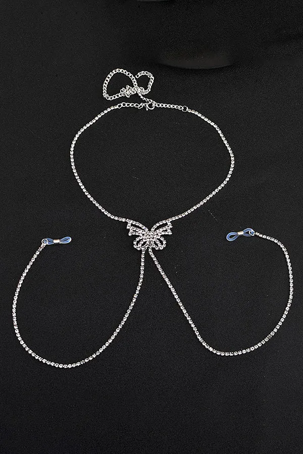 Glitter Butterfly Rhinestones Body Chain