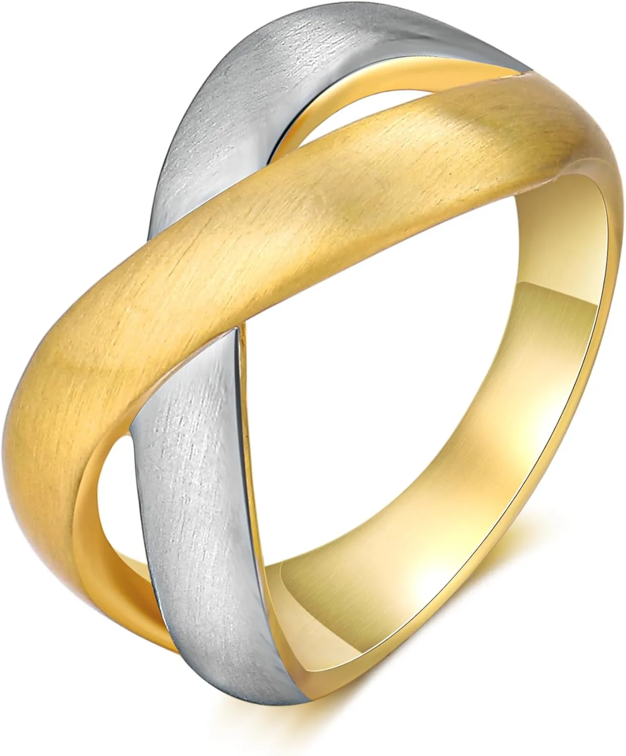 Gold Cross Rings for Women, Fashion Two Tone 14K Gold Plated Chunky Statement Band Rings Metal Rings Cocktail Costume Jewelry for Her