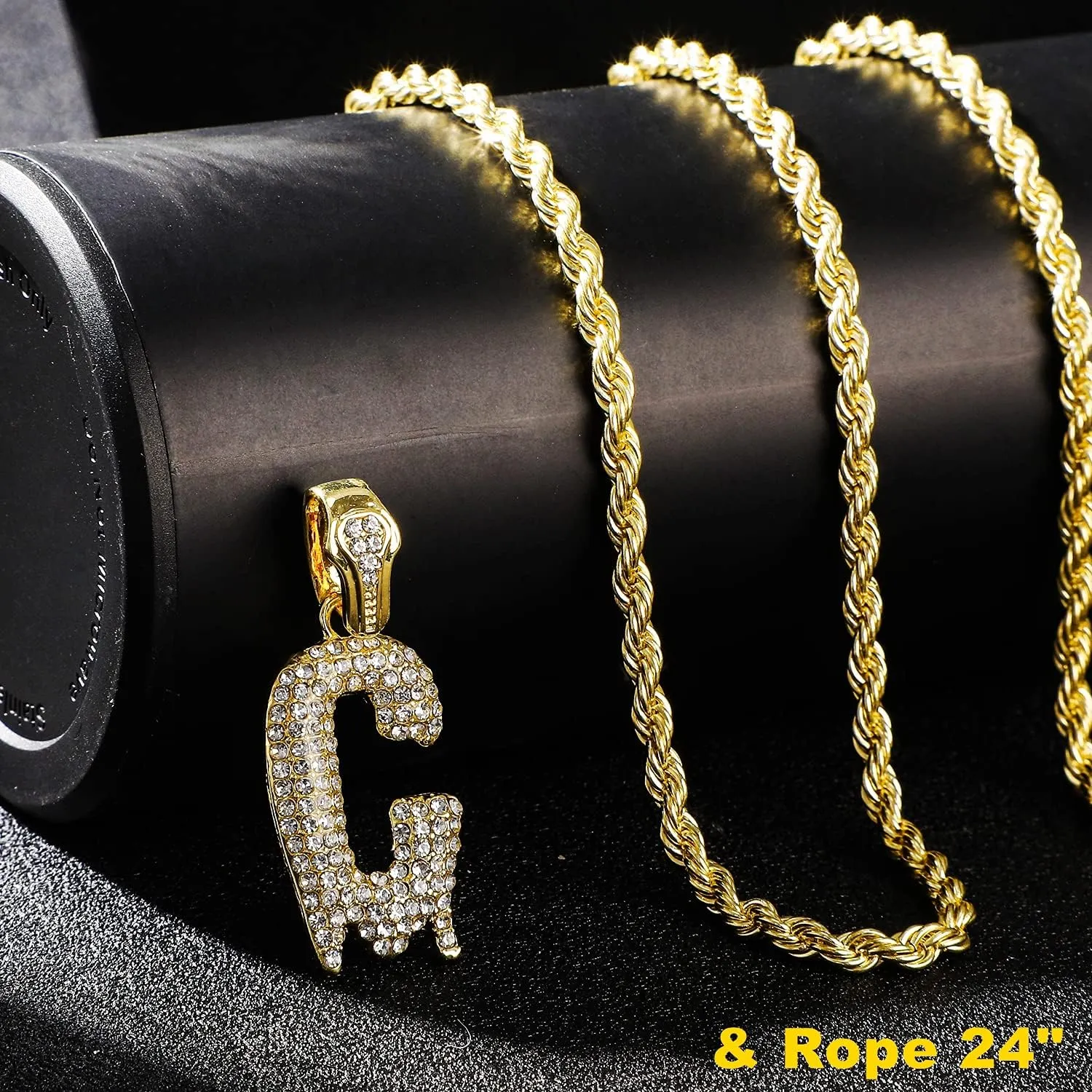 Gold Silver Initial Letter Necklaces for Men/Women, Dripping Initial Letter Pendant Necklaces A-Z, Mens Necklace Initial Letter chains