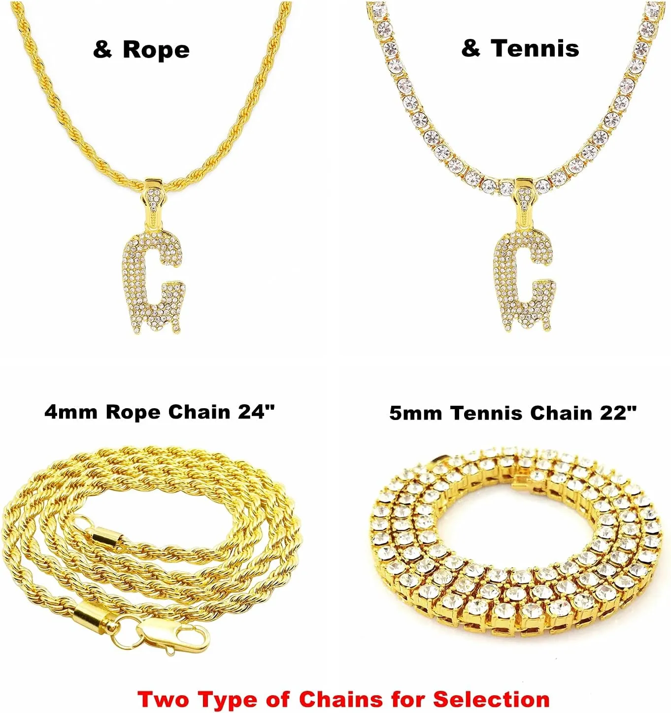 Gold Silver Initial Letter Necklaces for Men/Women, Dripping Initial Letter Pendant Necklaces A-Z, Mens Necklace Initial Letter chains