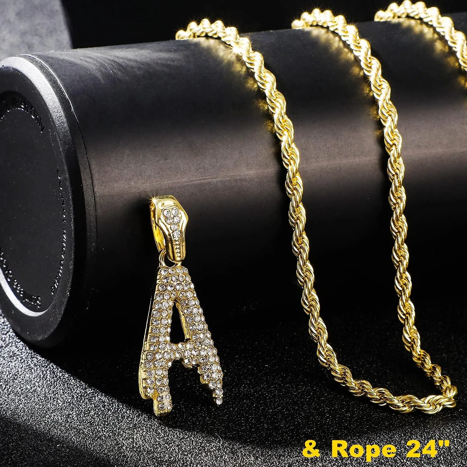 Gold Silver Initial Letter Necklaces for Men/Women, Dripping Initial Letter Pendant Necklaces A-Z, Mens Necklace Initial Letter chains