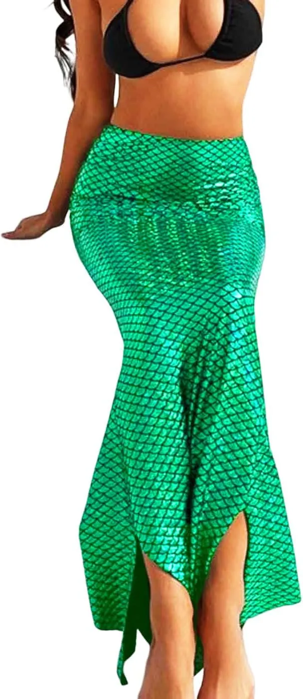 GRAEEN Mermaid Scale Skirt Sexy Mermaid Tail Maxi Costume Skirts for Women