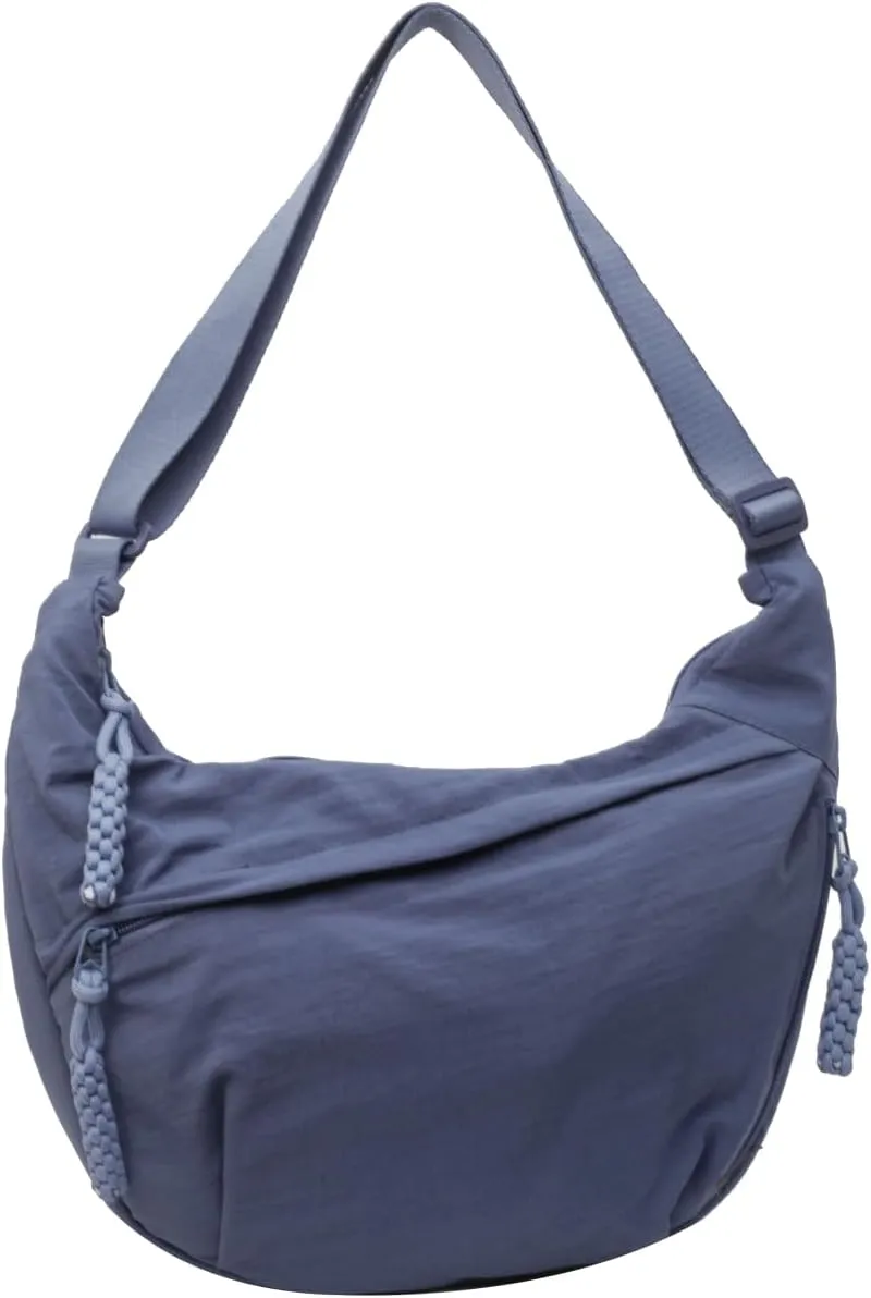GRPKSSIB Nylon Crescent Bag Hobo Crossbody Bags Casual Sling Bag Slouchy Shoulder Bags Travel Messenger Bag for Women Men