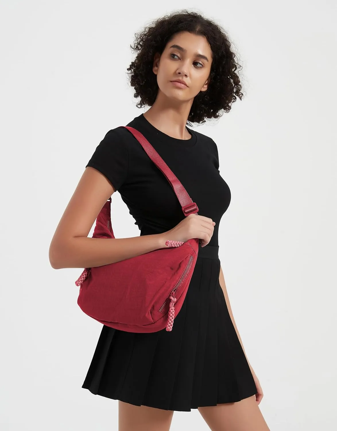 GRPKSSIB Nylon Crescent Bag Hobo Crossbody Bags Casual Sling Bag Slouchy Shoulder Bags Travel Messenger Bag for Women Men