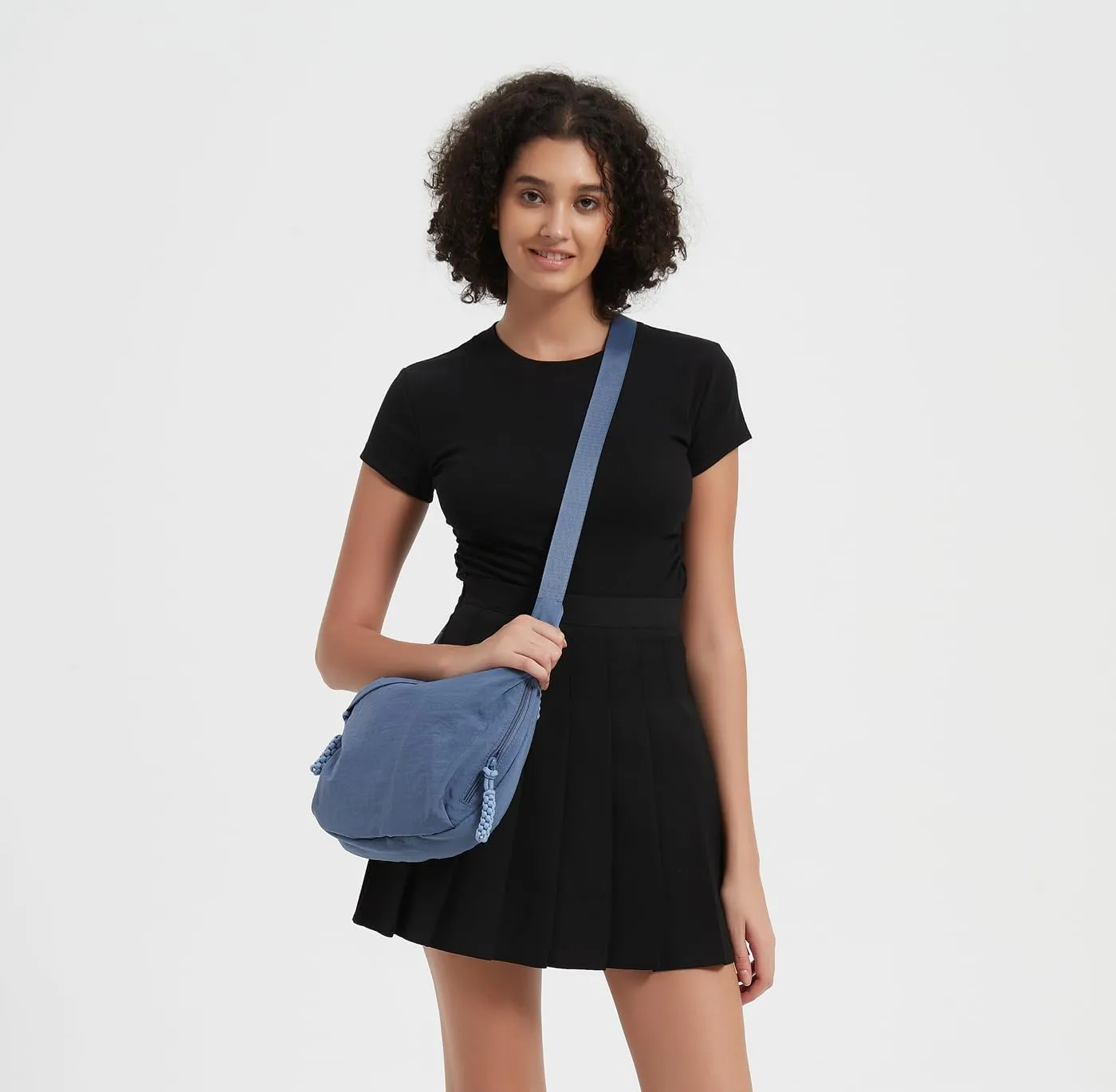 GRPKSSIB Nylon Crescent Bag Hobo Crossbody Bags Casual Sling Bag Slouchy Shoulder Bags Travel Messenger Bag for Women Men