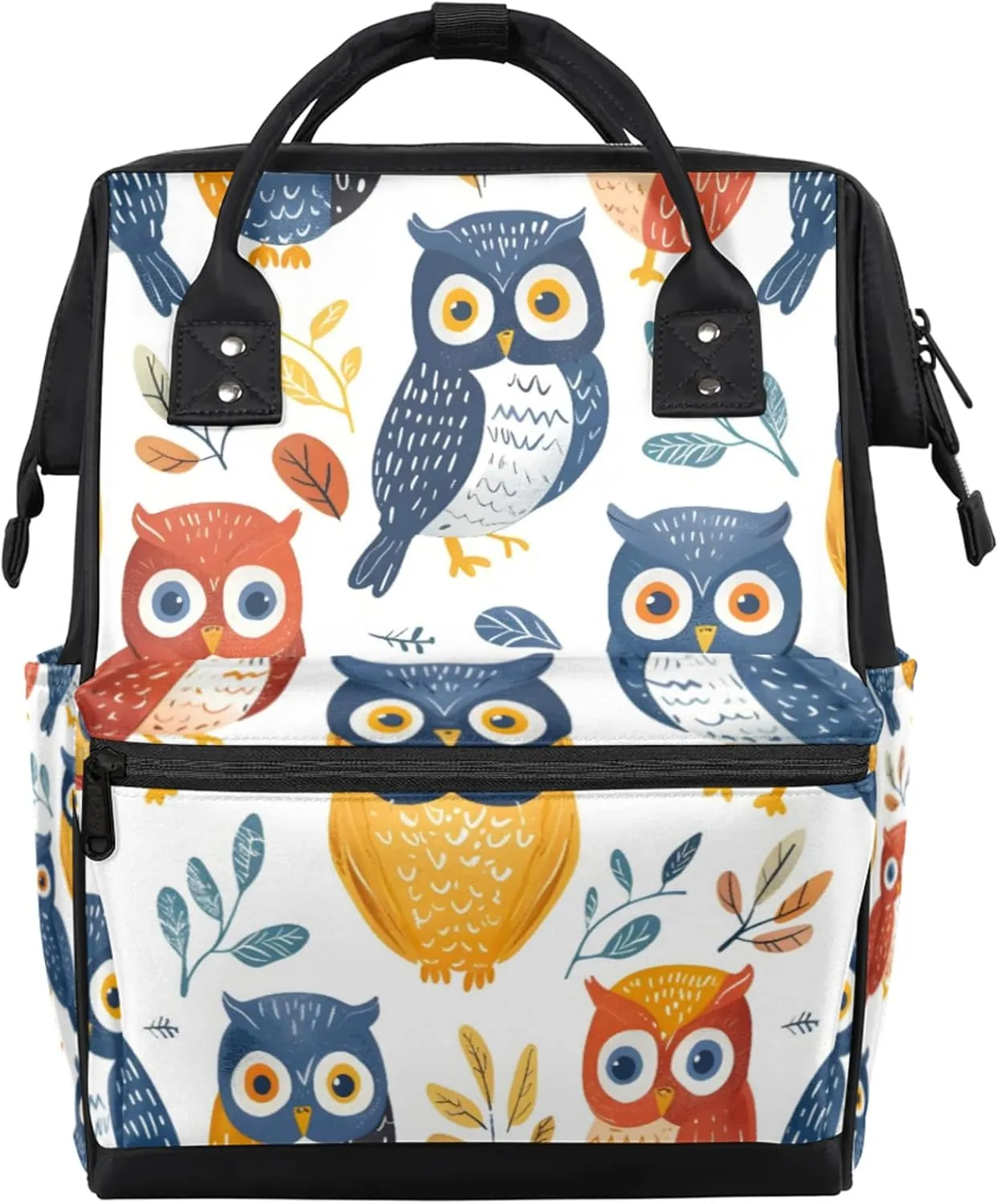Hand Painted Owls Diaper Bag Mommy Bags With Adjustable Shoulder Strap Waterproof Multifunction Shoulder Bag Travel Large Capacity Backpack for Moms And Dads