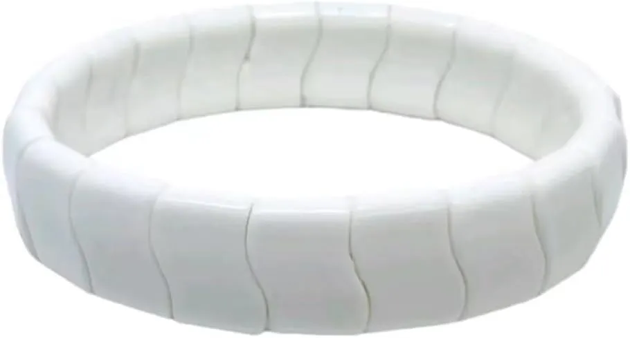 Handmade Beaded Bracelets for Men and Women, White Tourmaline 15mm Beads, High Elastic 17.5-21cm Size, unisex Beaded Bracelets