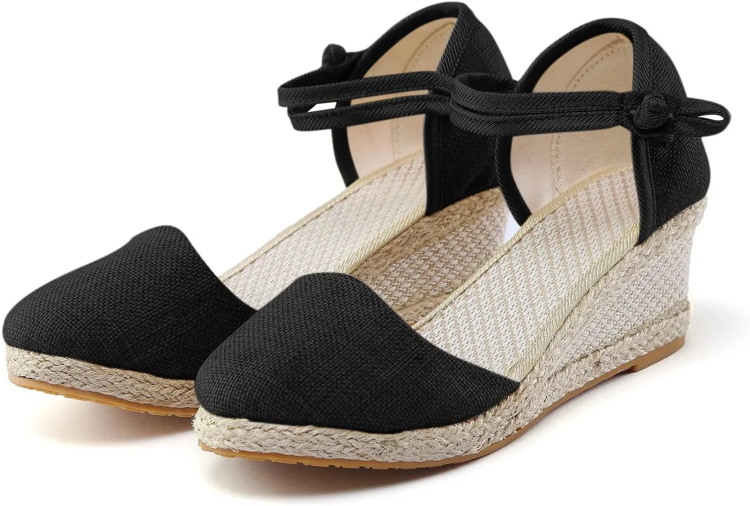 Hbeylia Closed Toe Sandals for Women, Women's Espadrilles Low Wedge Heel Sandals Ankle Strap Espadrille Comfortable Platform Wedge Sandals Dressy Casual Summer Closed Toe Shoes for Women