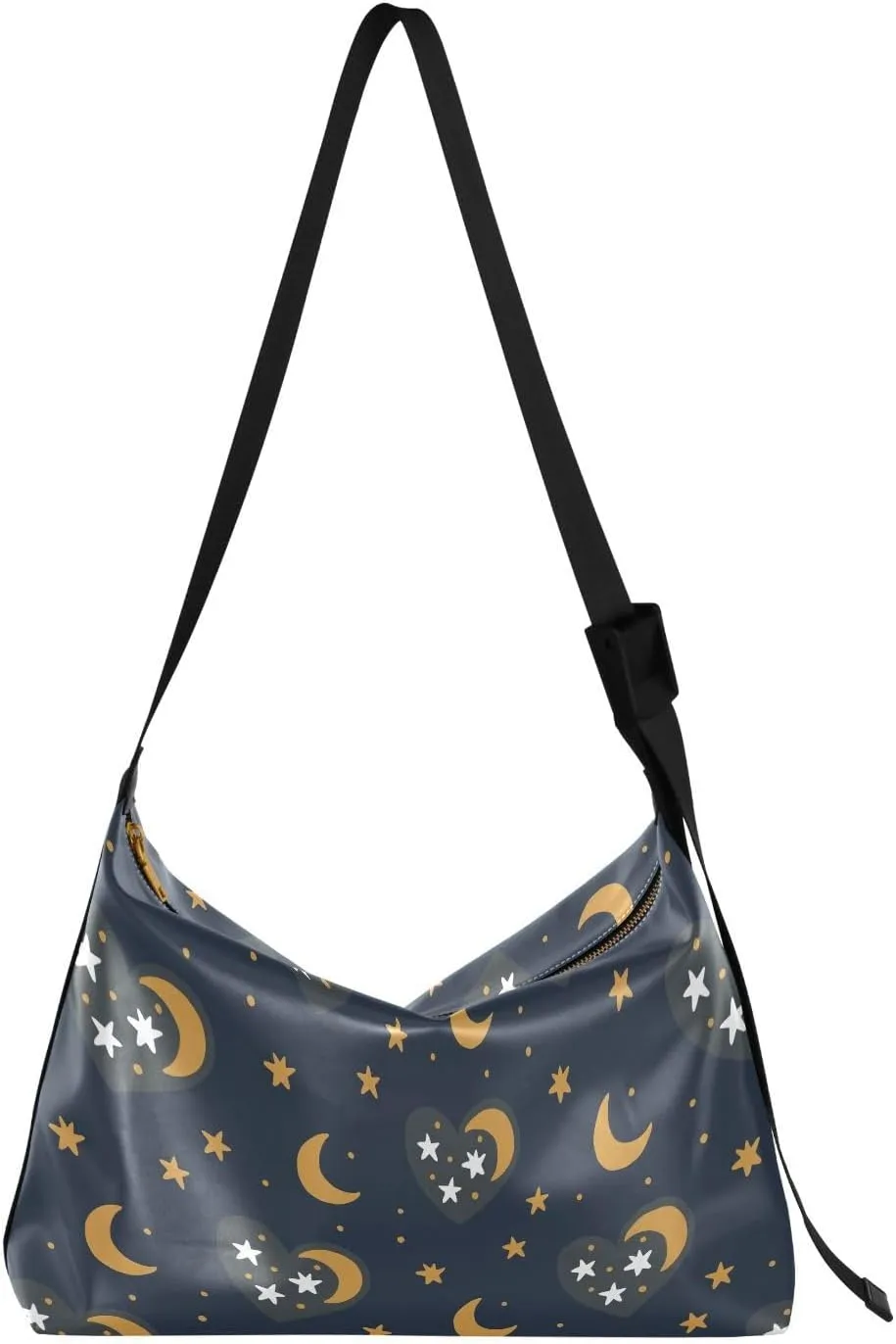 Hearts Moon Stars Hobo Crossbody Bags for Women Leather Large Shoulder Bag Cross Body Cute Cartoon Trendy Womens Tote Bags Handbag for Travel Shopping