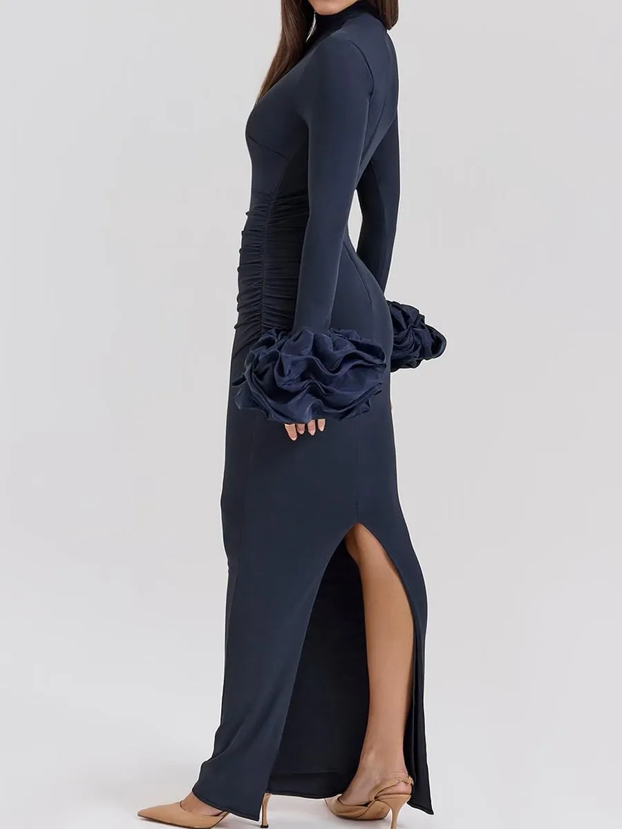 HENGEN 2025 New Long Sleeve Tight Bag Hip Split Long Skirt Sexy Skirt Women's Dress Women(Small)