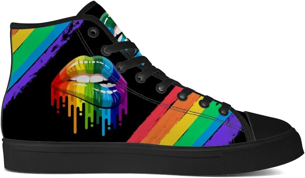 High Top Shoes for Men Women LGBT High Top Canvas Sneakers Casual Shoes Gifts for Boyfriend Girlfriend