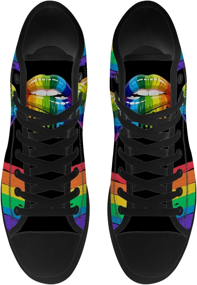 High Top Shoes for Men Women LGBT High Top Canvas Sneakers Casual Shoes Gifts for Boyfriend Girlfriend