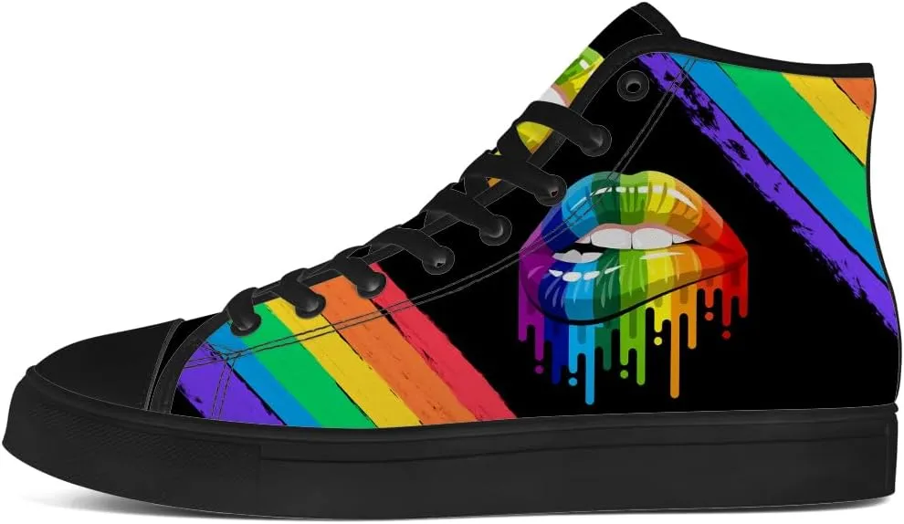 High Top Shoes for Men Women LGBT High Top Canvas Sneakers Casual Shoes Gifts for Boyfriend Girlfriend