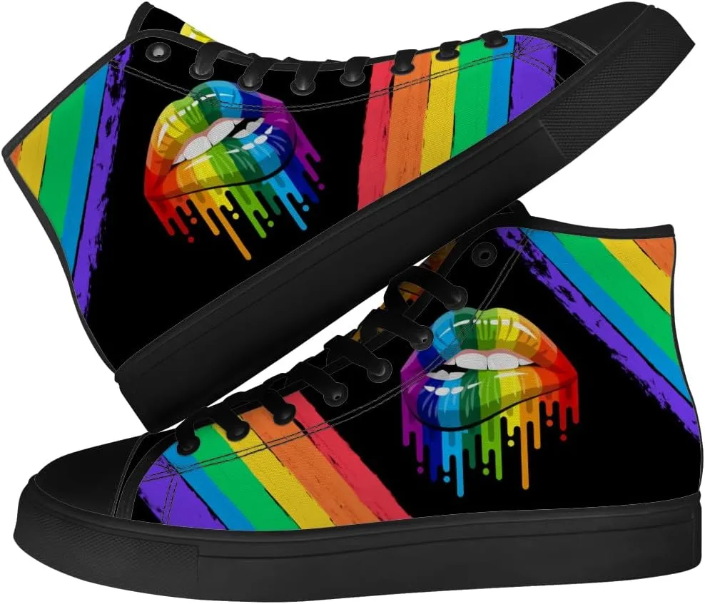 High Top Shoes for Men Women LGBT High Top Canvas Sneakers Casual Shoes Gifts for Boyfriend Girlfriend