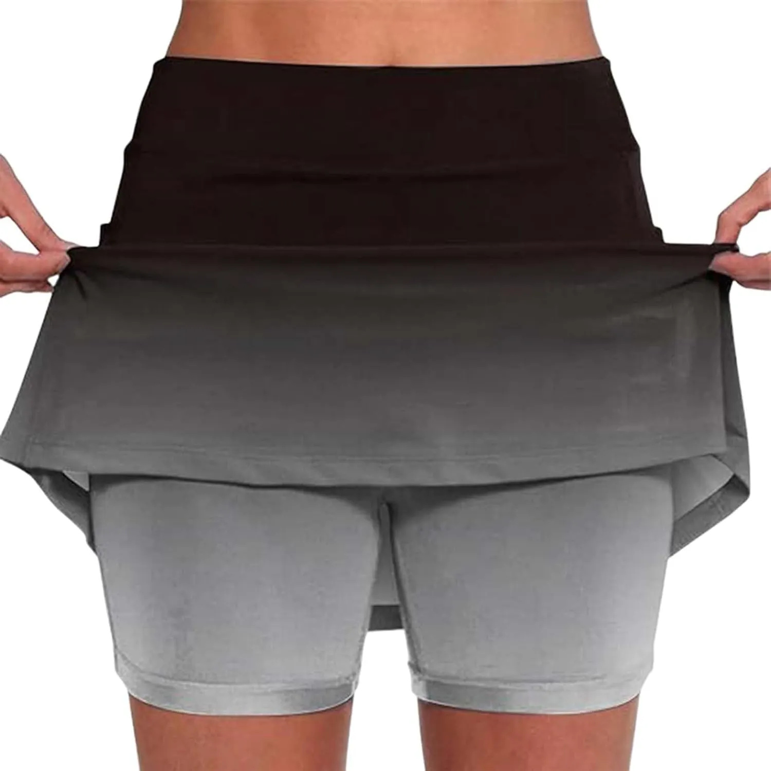 High Waisted Skorts for Women Gradient Stretchy Tennis Shirt Lightweight Casual Comfortable Shirts Skirts with Pockets