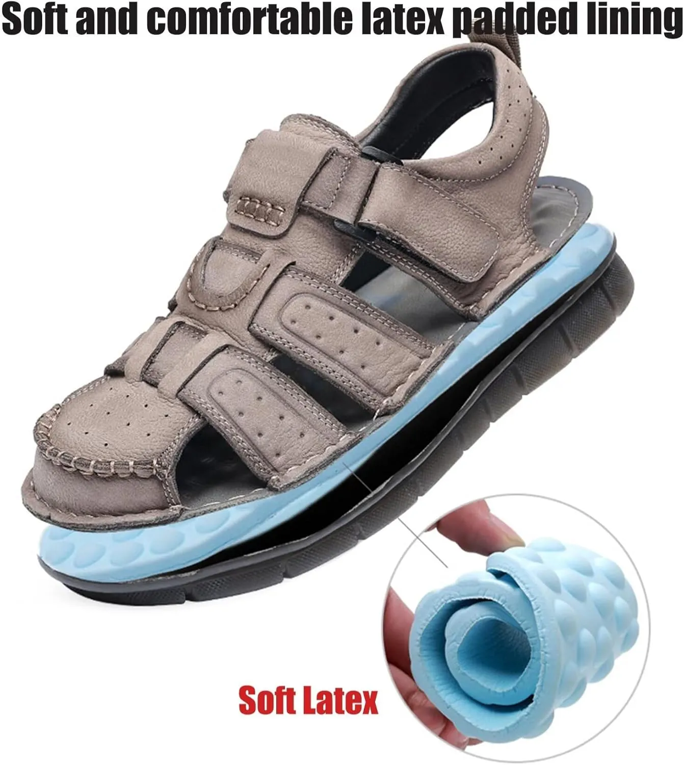 HNVAVQ Men's Sandals Outdoor Leather Fisherman Summer Sport Shoes Walking Beach Sandals Waterproof