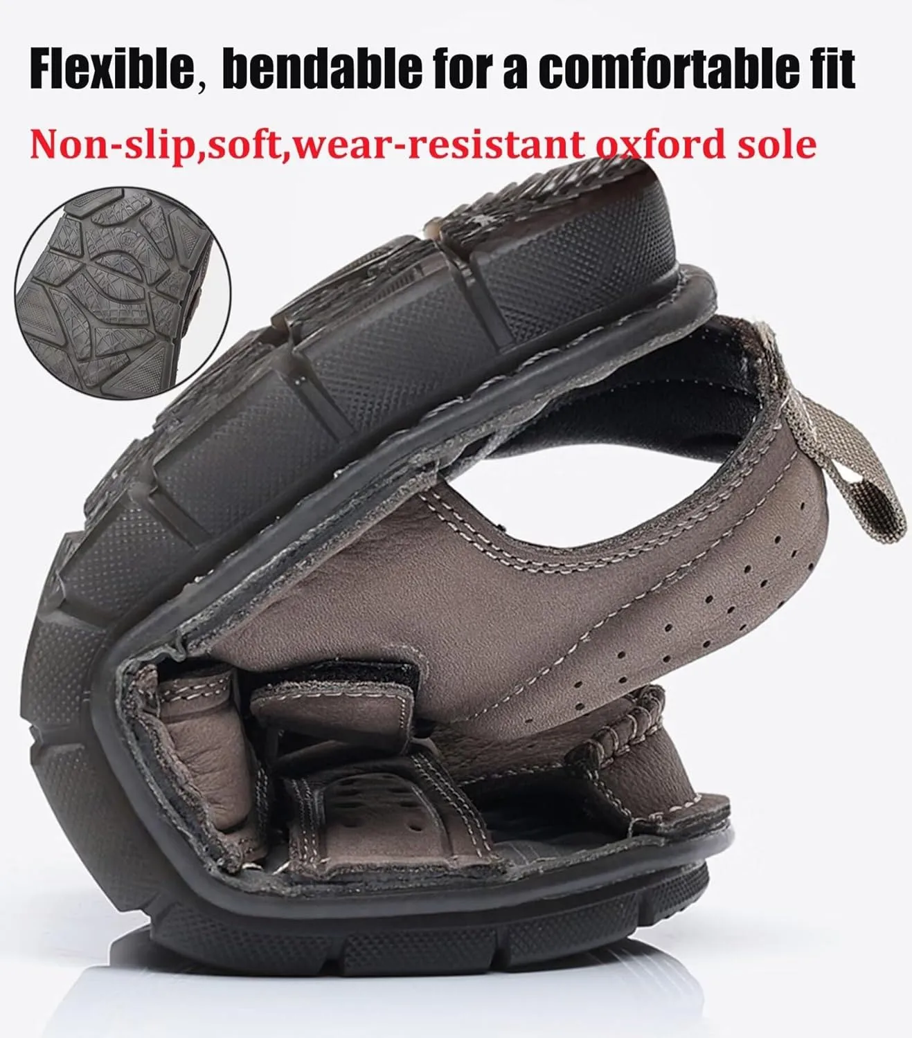 HNVAVQ Men's Sandals Outdoor Leather Fisherman Summer Sport Shoes Walking Beach Sandals Waterproof