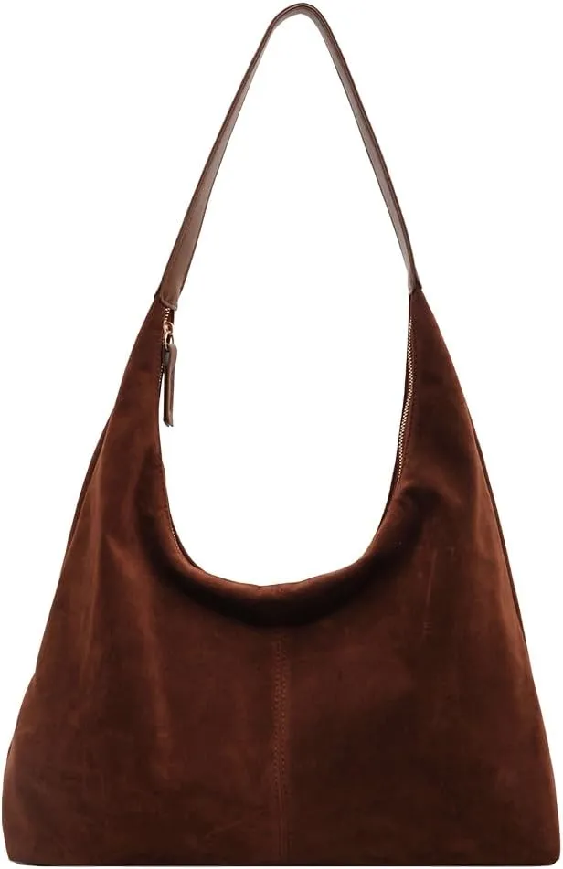 Hobo Bags for Women Soft PU Leather Shoulder Tote Purses with Zipper Handbag Satchel Commuter Travel Bag