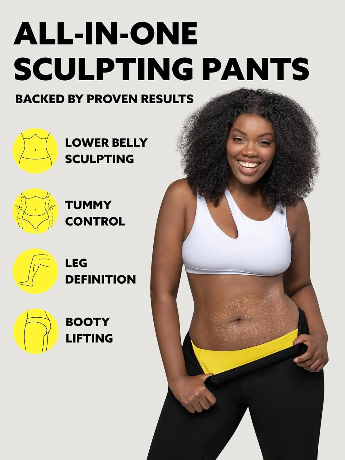 HOT SHAPERS Womens Booty-Lifting Pants  High-Rise Tummy Control & Leg-Defining Pants for Lower Body Contouring