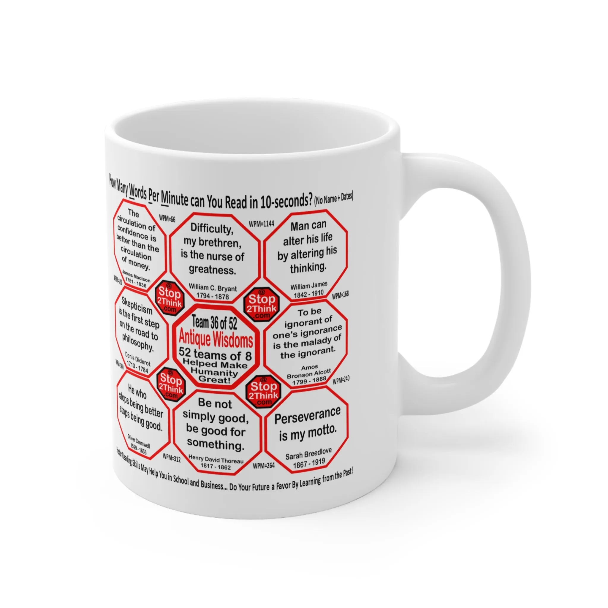 How Fast Can You Read Mug Wisdoms?   ...Teams 17 36 of 52   - Drink Wisely at Stop2Think.com