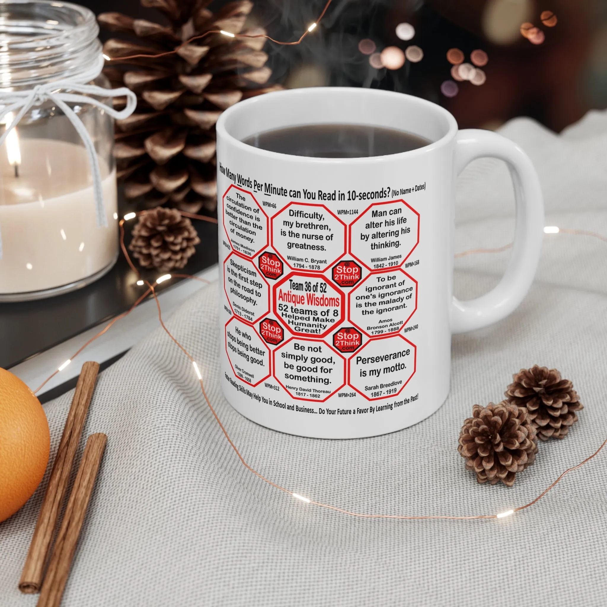 How Fast Can You Read Mug Wisdoms?   ...Teams 17 36 of 52   - Drink Wisely at Stop2Think.com