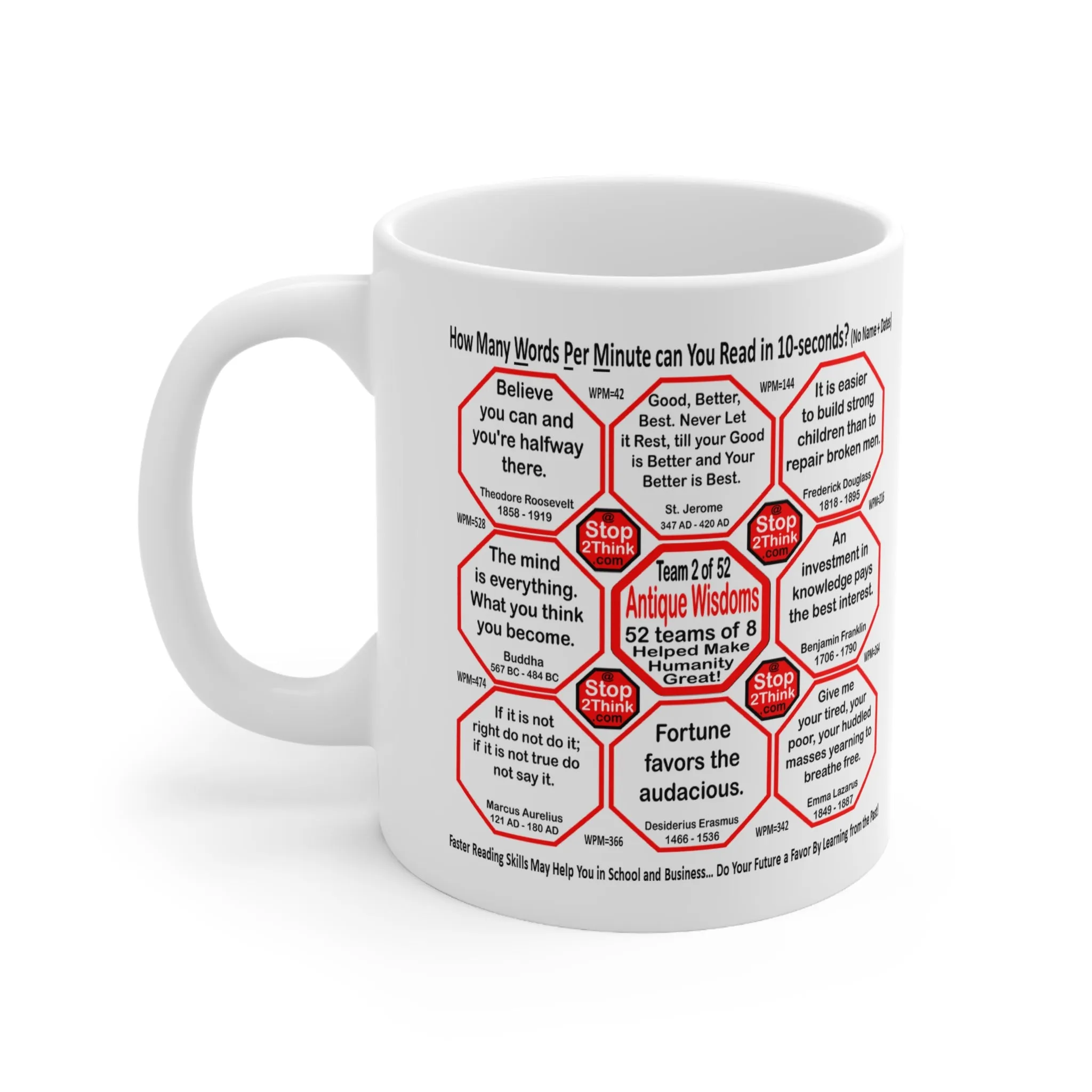 How Fast Can You Read Mug Wisdoms?   ...Teams 2 51 of 52   - Drink Wisely at Stop2Think.com