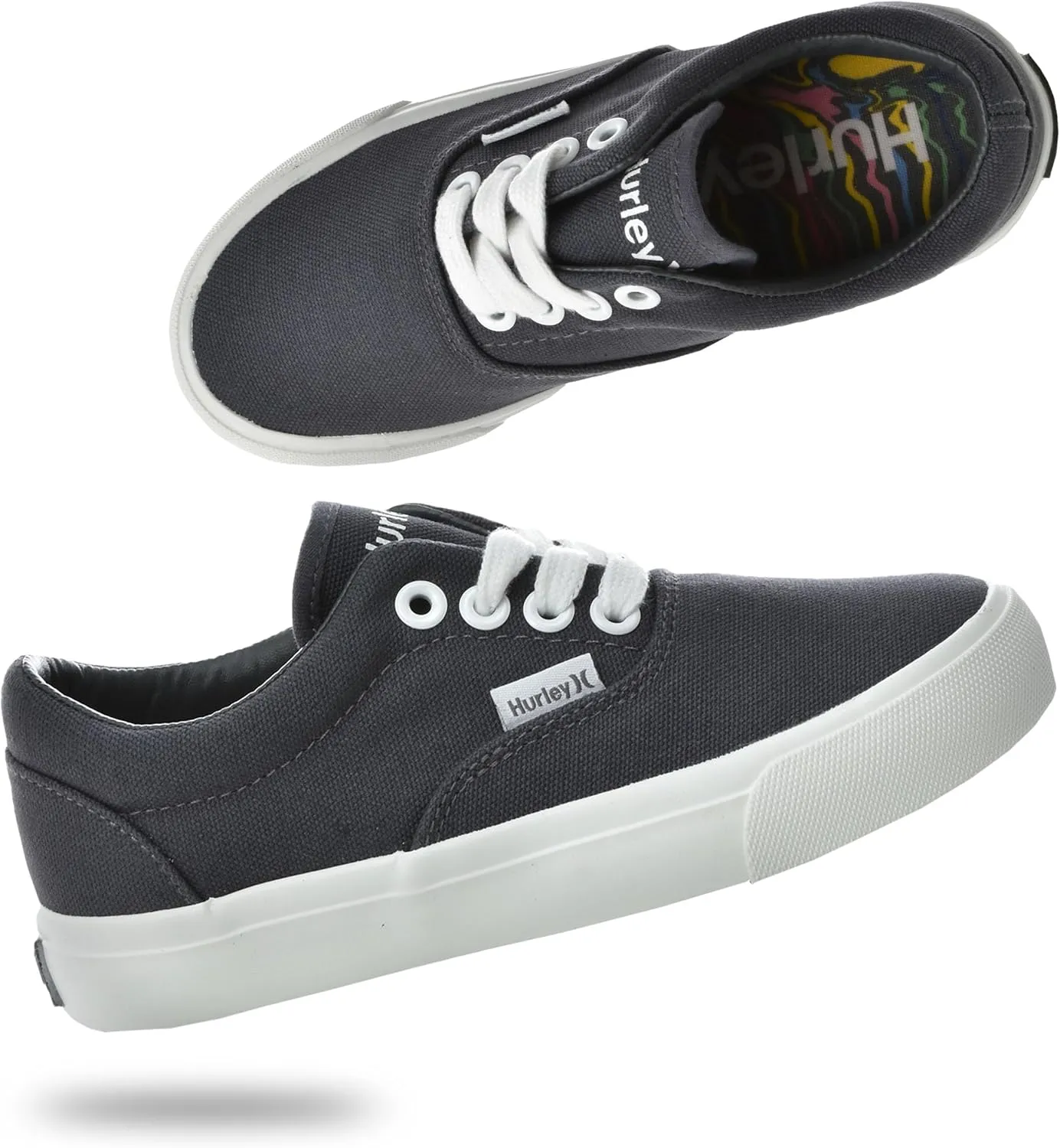 Hurley Marley Kids Lace Up Canvas Sneakers ?C Low Cut Skateboarding Shoes for Kids, Sports Shoes for Boys and Girls