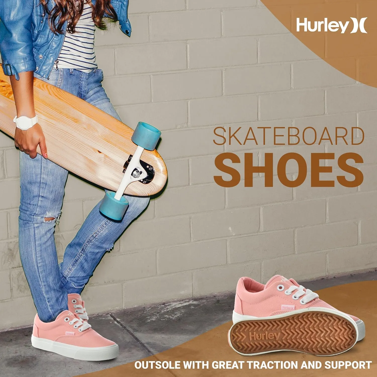 Hurley Marley Kids Lace Up Canvas Sneakers ?C Low Cut Skateboarding Shoes for Kids, Sports Shoes for Boys and Girls