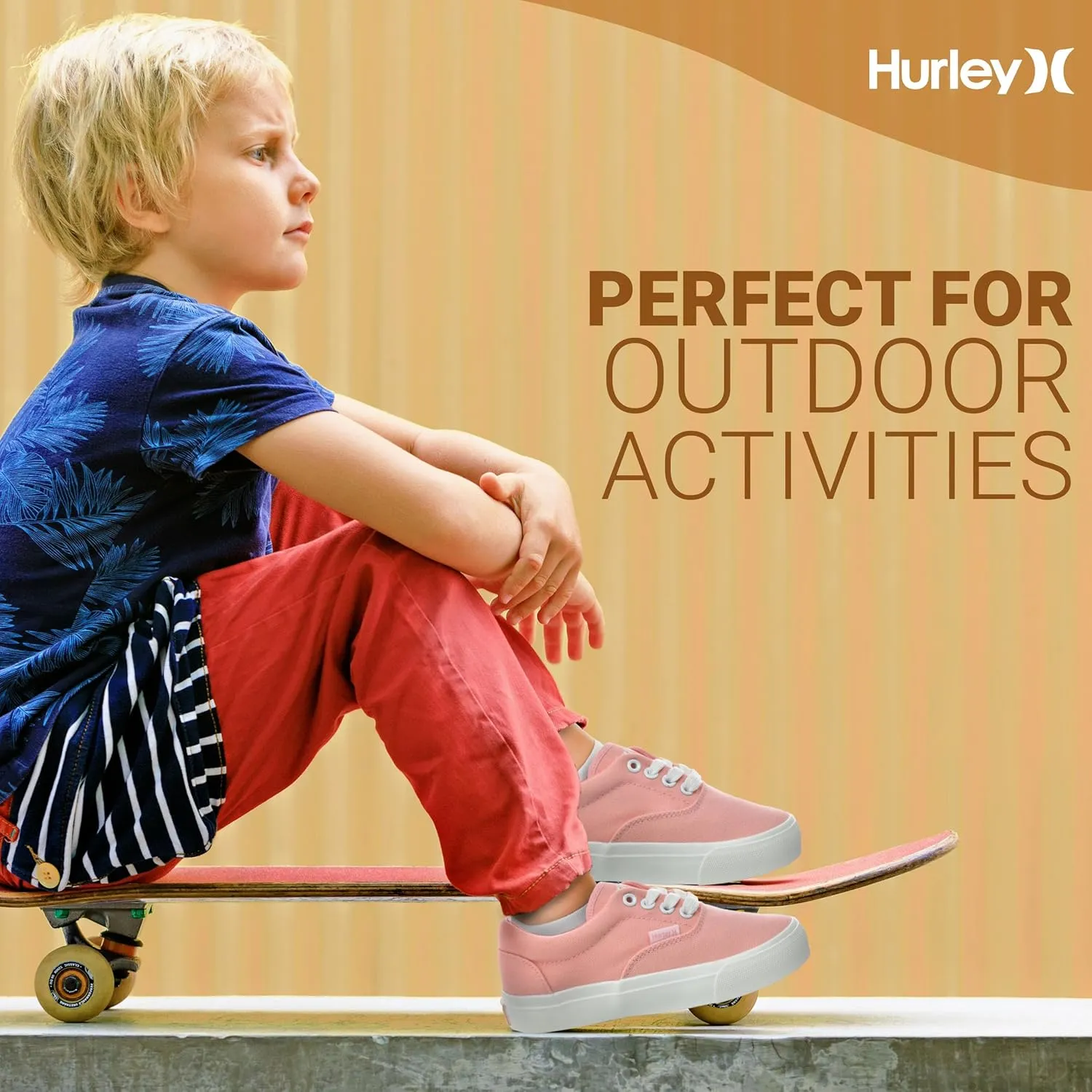 Hurley Marley Kids Lace Up Canvas Sneakers ?C Low Cut Skateboarding Shoes for Kids, Sports Shoes for Boys and Girls