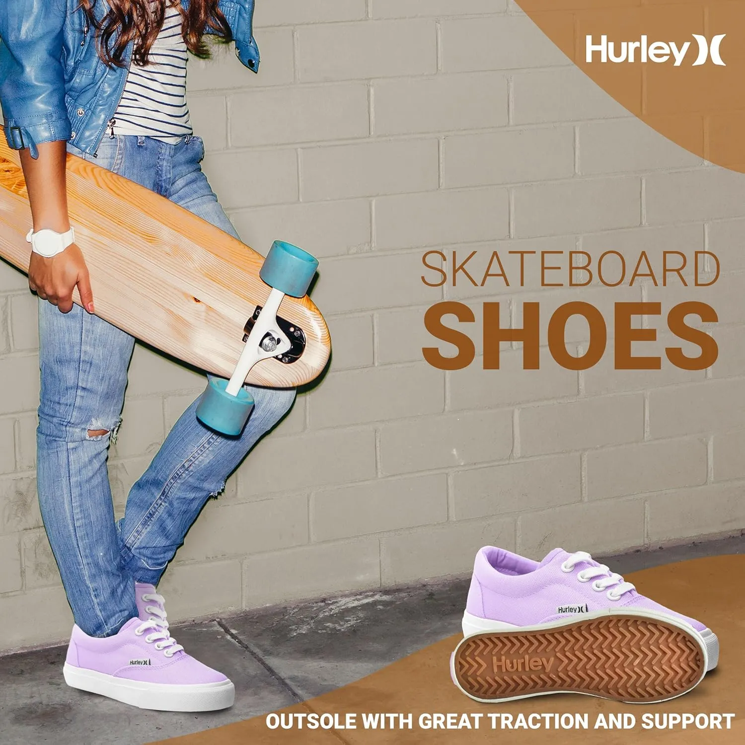 Hurley Marley Kids Lace Up Canvas Sneakers ?C Low Cut Skateboarding Shoes for Kids, Sports Shoes for Boys and Girls