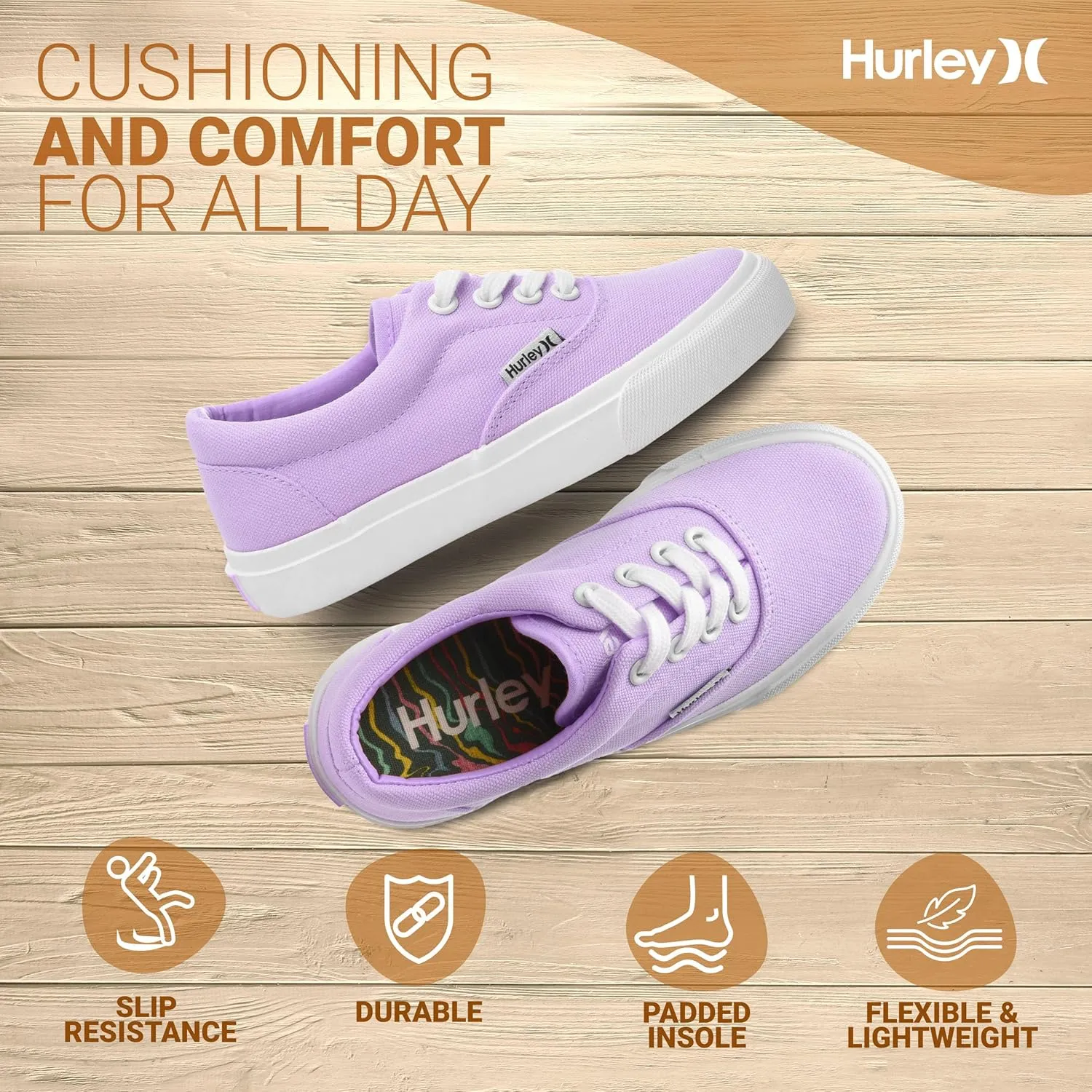 Hurley Marley Kids Lace Up Canvas Sneakers ?C Low Cut Skateboarding Shoes for Kids, Sports Shoes for Boys and Girls
