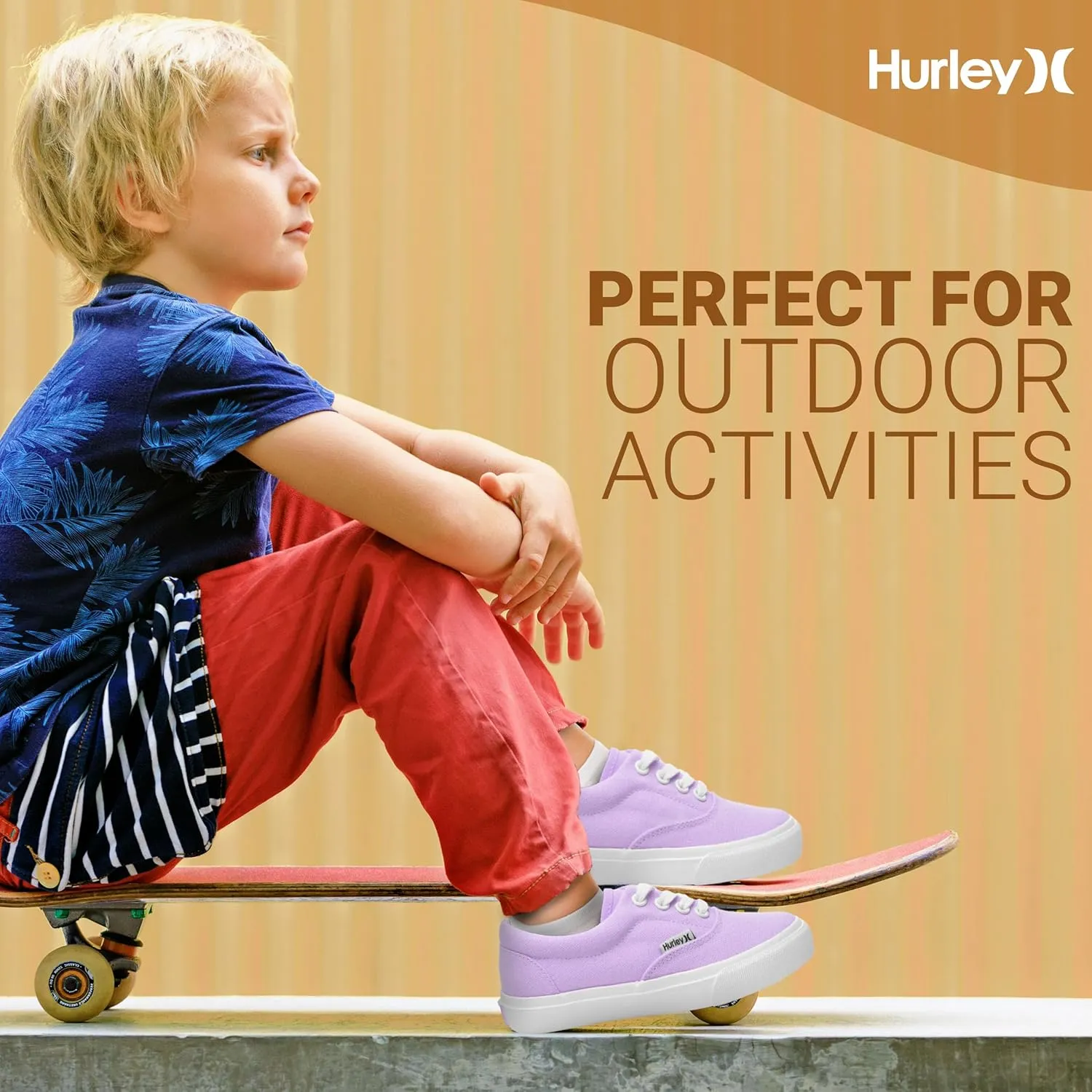 Hurley Marley Kids Lace Up Canvas Sneakers ?C Low Cut Skateboarding Shoes for Kids, Sports Shoes for Boys and Girls