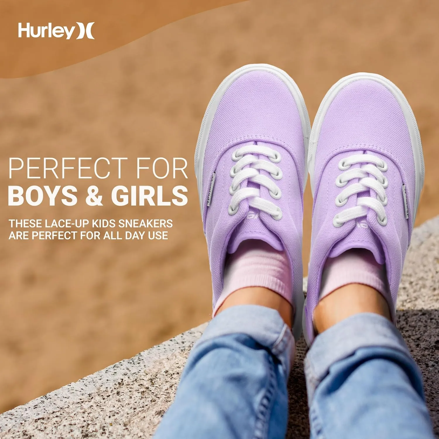 Hurley Marley Kids Lace Up Canvas Sneakers ?C Low Cut Skateboarding Shoes for Kids, Sports Shoes for Boys and Girls