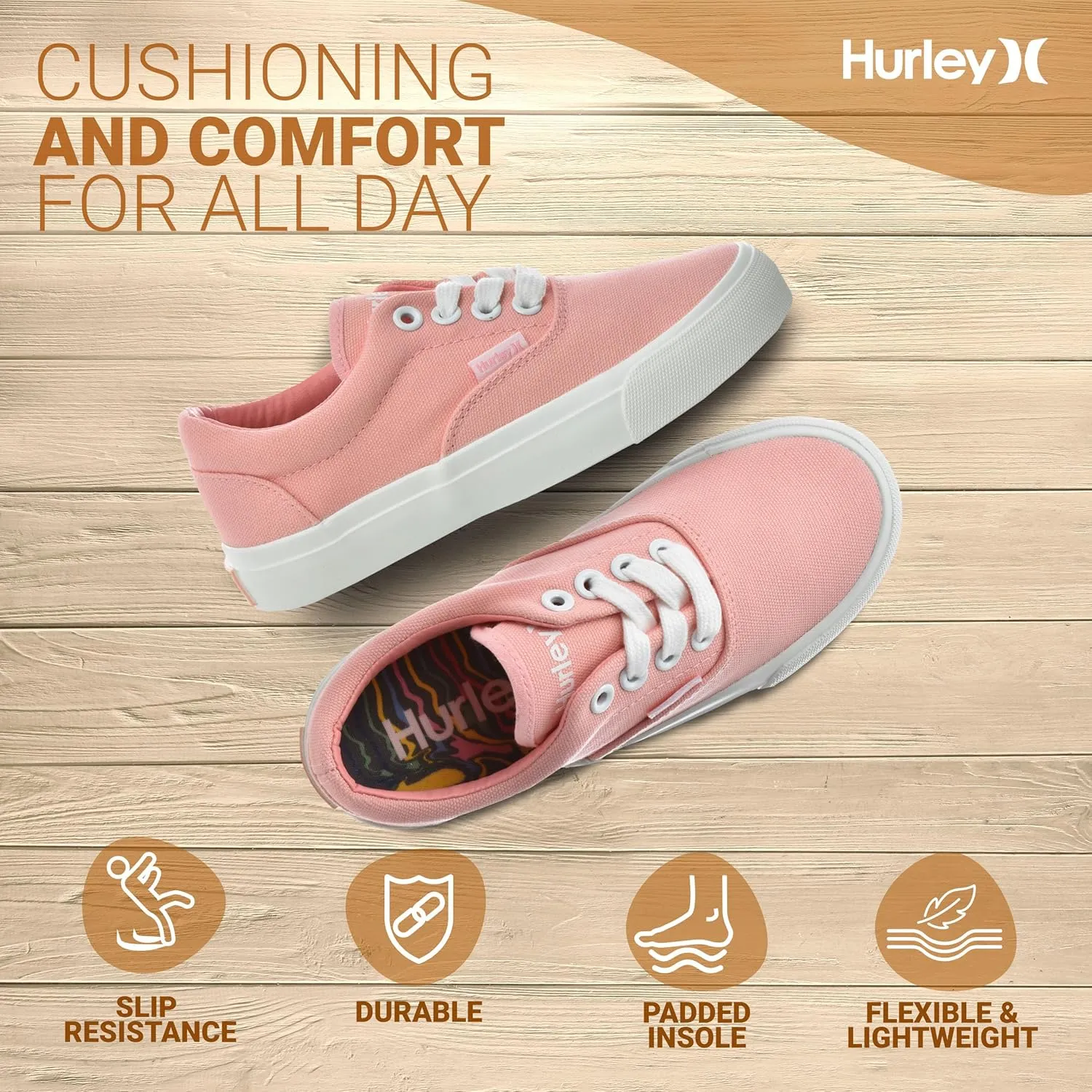 Hurley Marley Kids Lace Up Canvas Sneakers ?C Low Cut Skateboarding Shoes for Kids, Sports Shoes for Boys and Girls