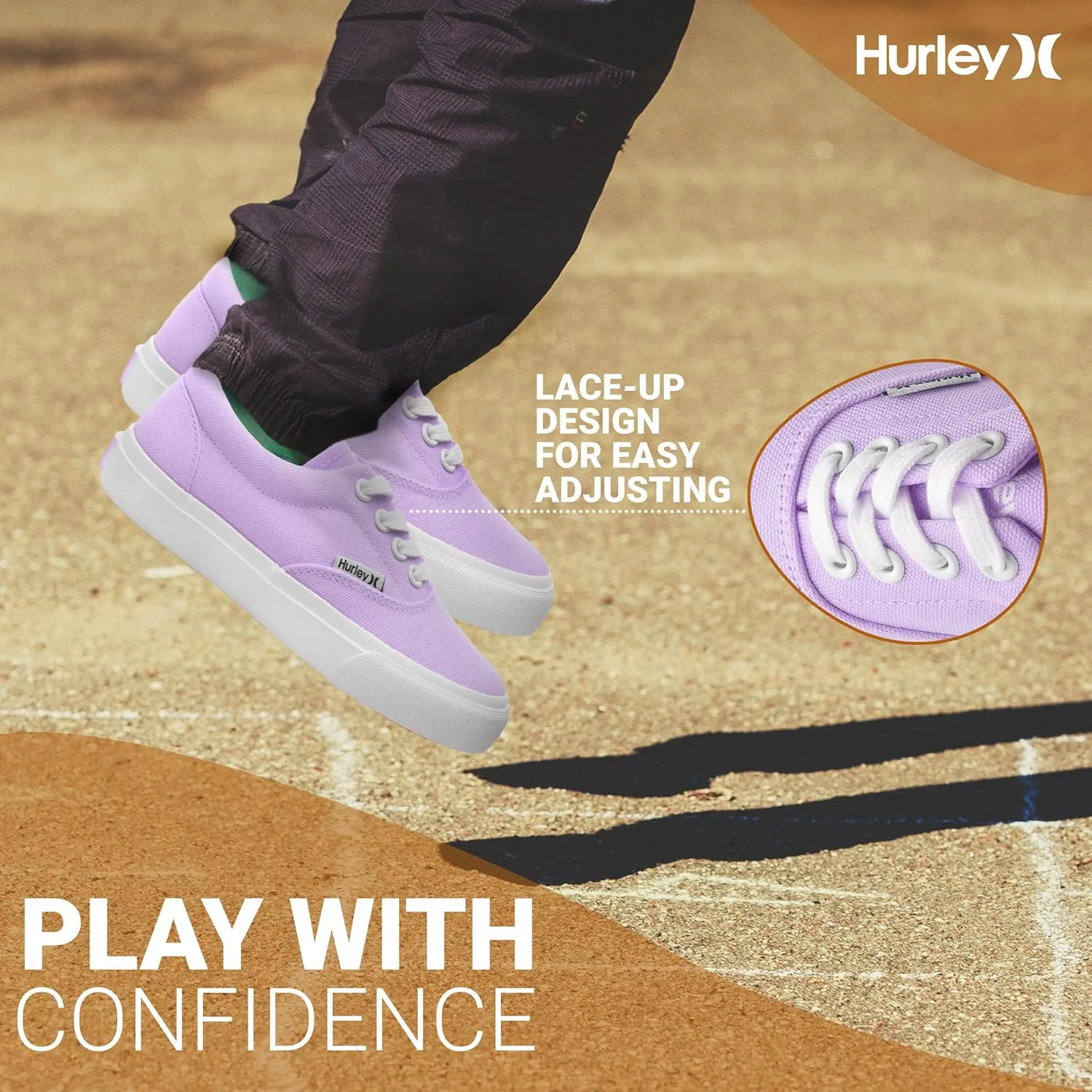 Hurley Marley Kids Lace Up Canvas Sneakers ?C Low Cut Skateboarding Shoes for Kids, Sports Shoes for Boys and Girls