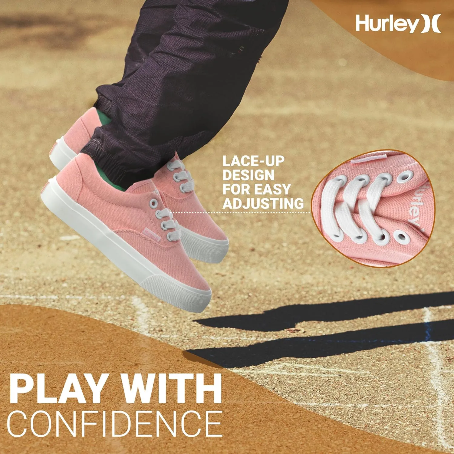 Hurley Marley Kids Lace Up Canvas Sneakers ?C Low Cut Skateboarding Shoes for Kids, Sports Shoes for Boys and Girls