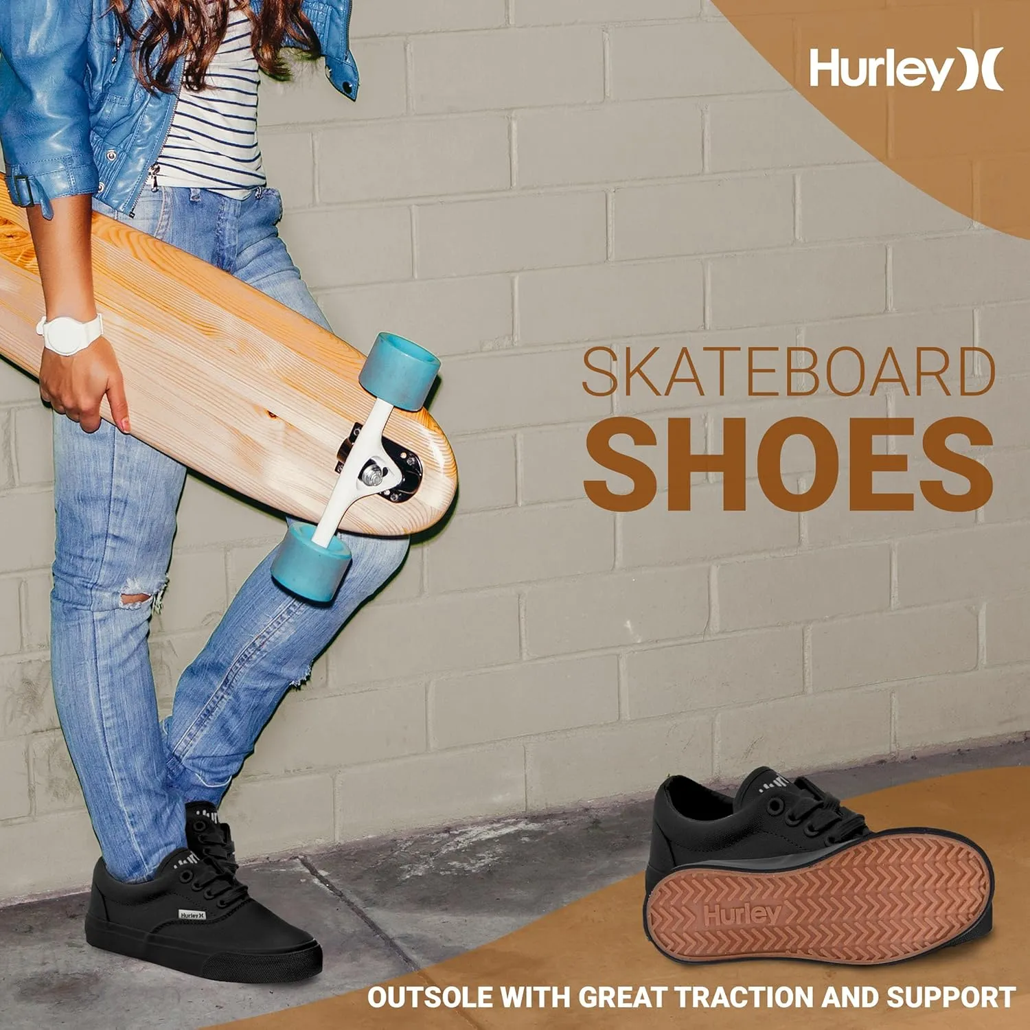 Hurley Marley Kids Lace Up Canvas Sneakers ??Low Cut Skateboarding Shoes for Kids, Sports Shoes for Boys and Girls