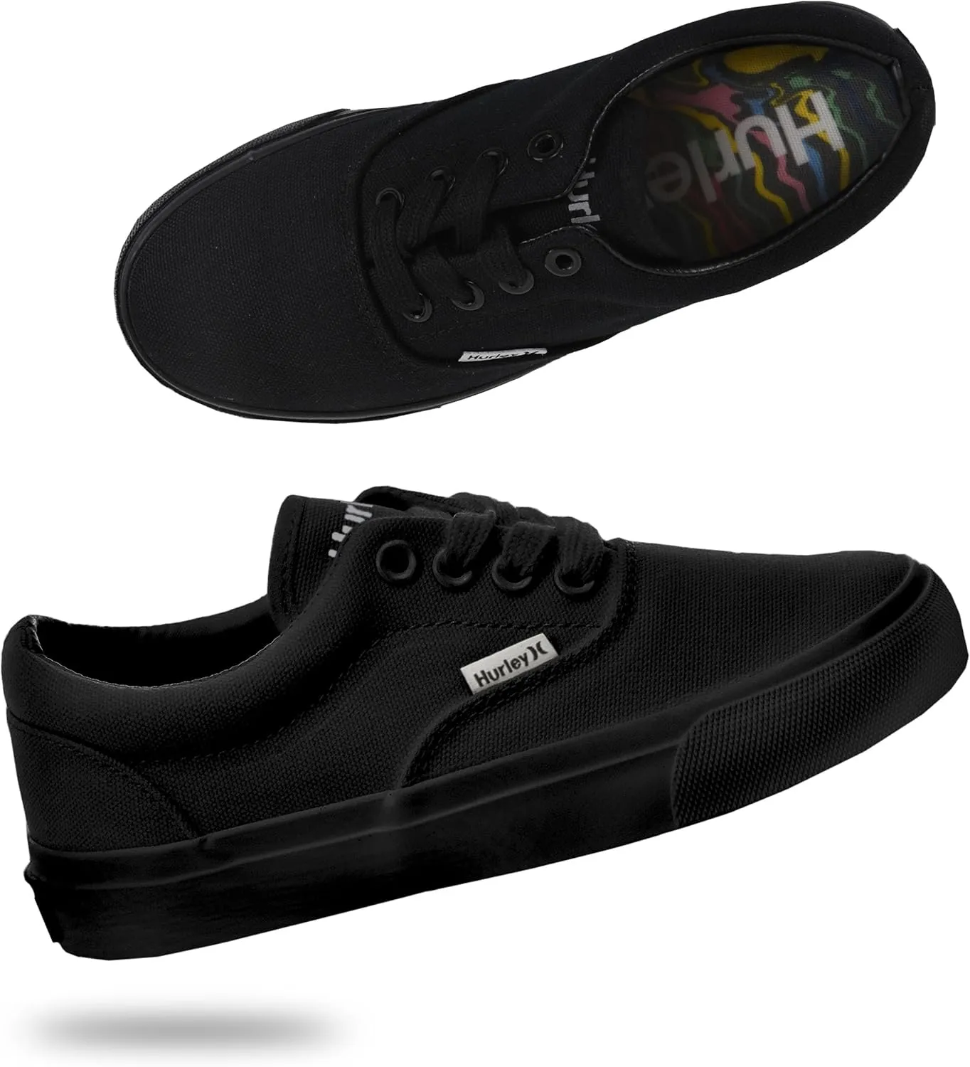 Hurley Marley Kids Lace Up Canvas Sneakers ??Low Cut Skateboarding Shoes for Kids, Sports Shoes for Boys and Girls