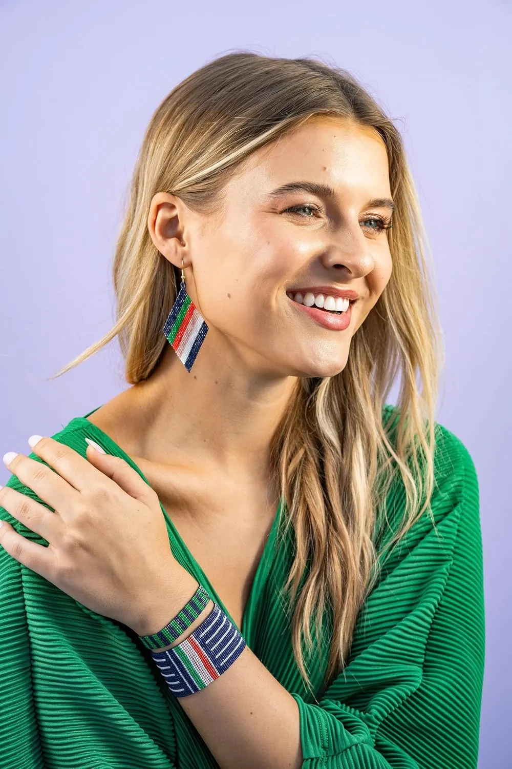 INK   ALLOY Beaded Cuff Bracelets for Women, Brooklyn Luxe Seed Bead Stretch Boho Bracelet, Handmade Jewelry for the Modern Bohemian, 1.5-Inch Width