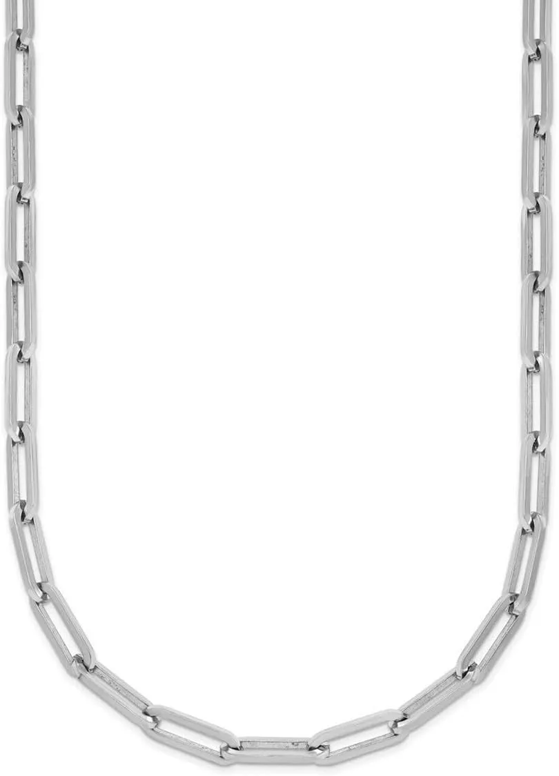 JewelryWeb Platinum 3.7mm Solid Paperclip Link Bracelet 7.75 Inch-Link-Bracelet for Women