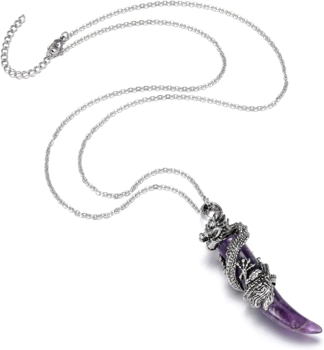 Jovivi Crystal Dragon Necklace for Men Women Dragon Wrapped Healing Stone Pendant Necklace Retro Cool Mens Crystal Necklaces Natural Gemstone Quartz Spiritual Jewelry
