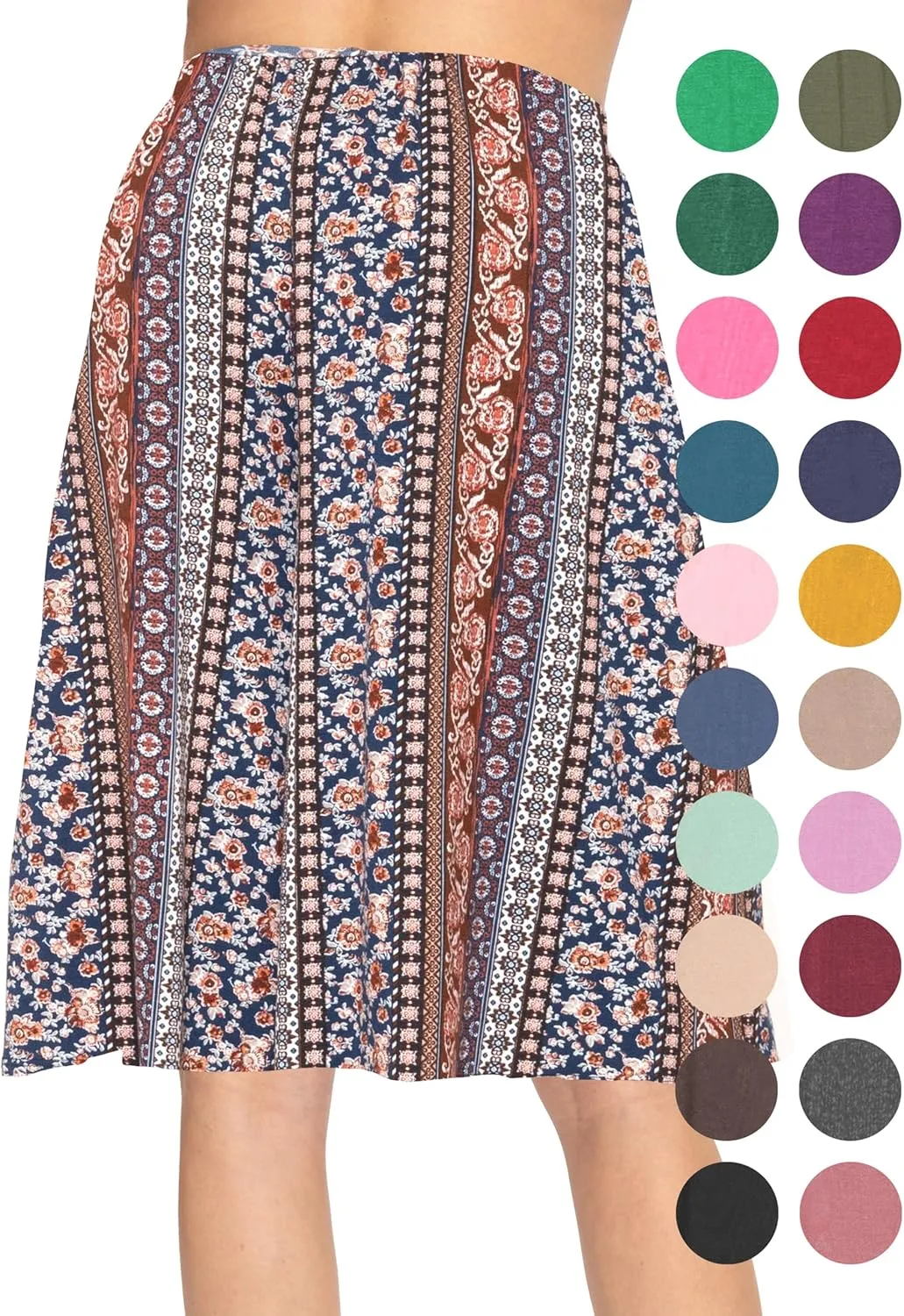 Knee Length and Midi A-Line Flowy Skirt | Comfortable Clothes for Women | S-5X