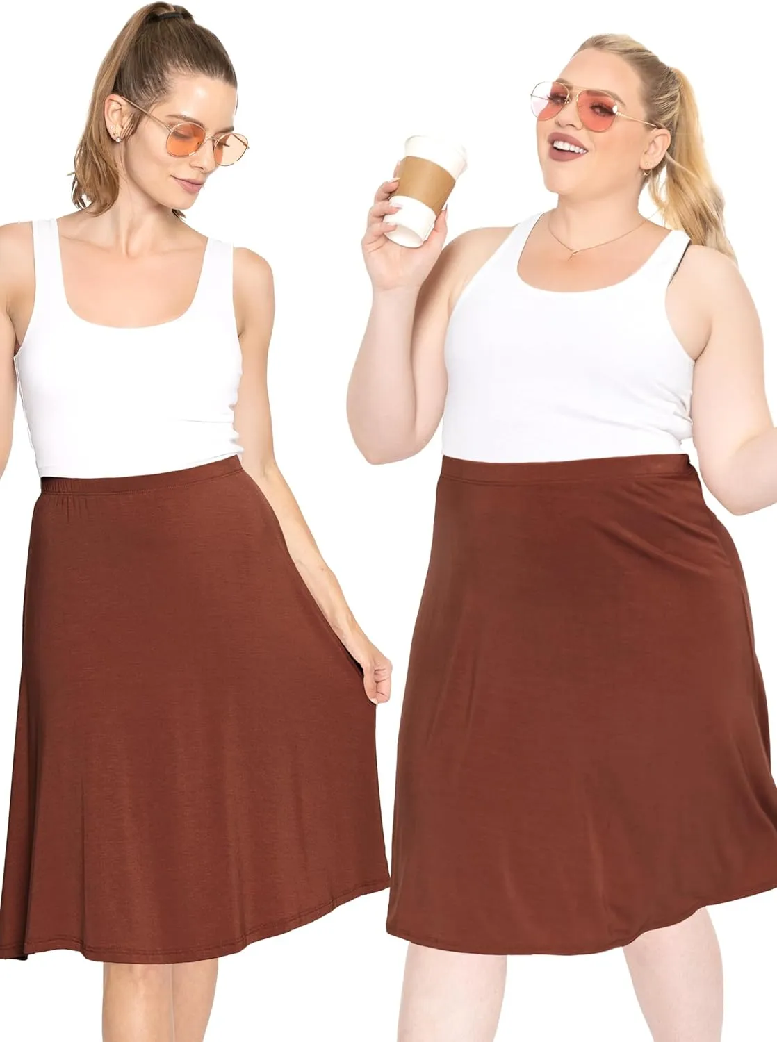 Knee Length and Midi A-Line Flowy Skirt | Comfortable Clothes for Women | S-5X