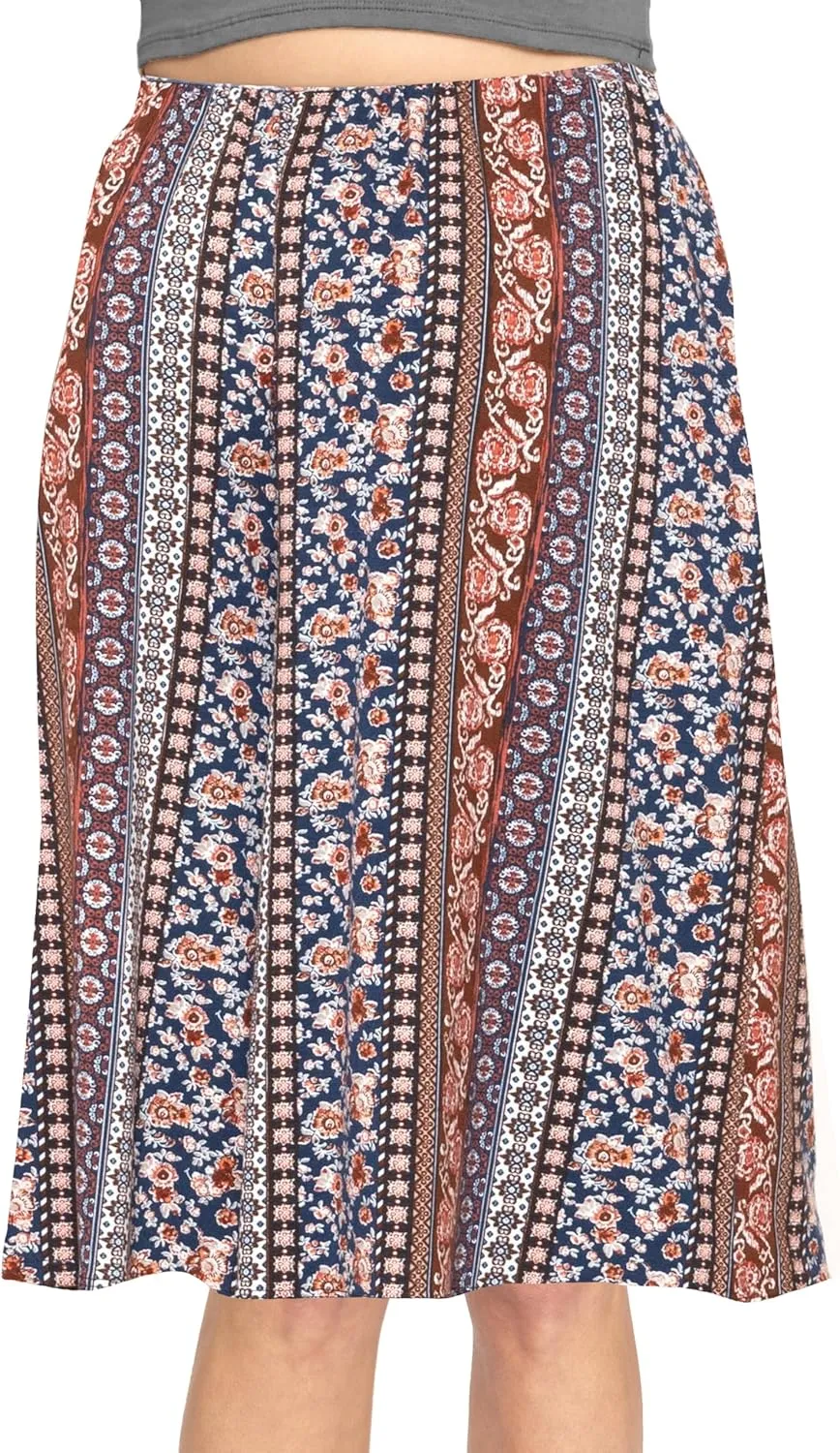 Knee Length and Midi A-Line Flowy Skirt | Comfortable Clothes for Women | S-5X
