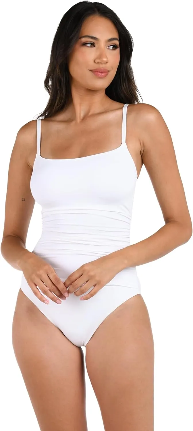 La Blanca Women's One Piece Swimsuit Island Goddess Shirred Side Women's Bathing Suit