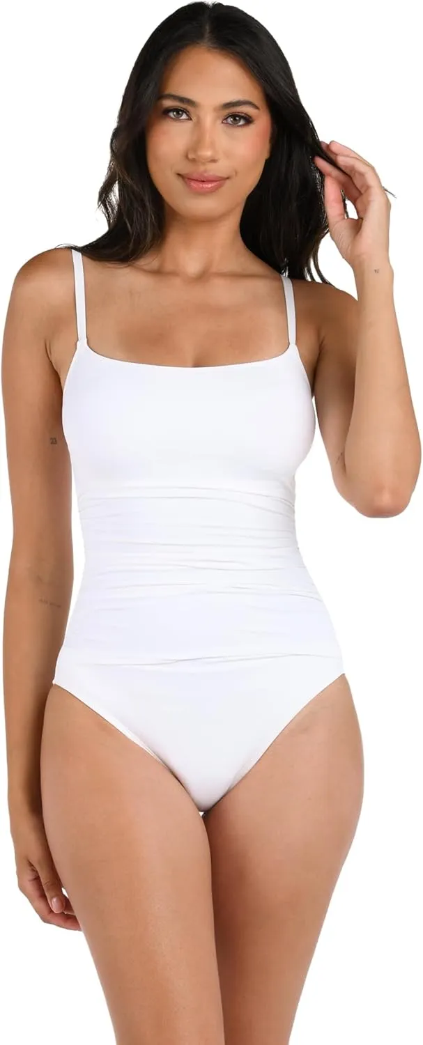 La Blanca Women's One Piece Swimsuit Island Goddess Shirred Side Women's Bathing Suit